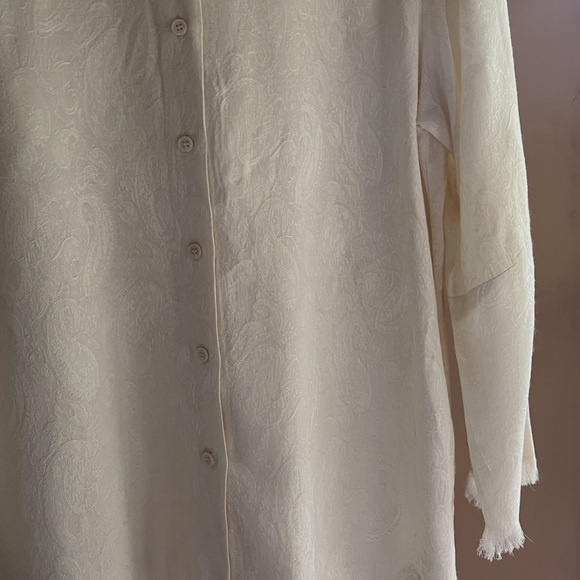 Zara Vintage Embossed Sewed Pattern Button-Up Blouse - Picture 5 of 12